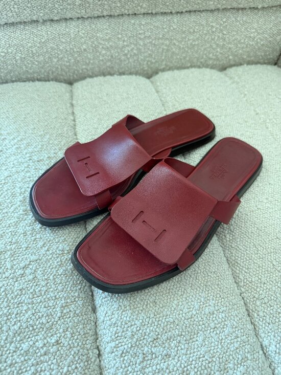 Hermes Shoes - Rare Hermes Leather Slide Flat Sandals